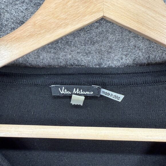 Vila Milano Sweater Pullover Women M Medium Black Striped Knit Long Sleeve - Picture 3 of 8